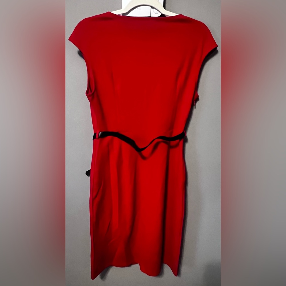 Allegra K Red Dress with Belt - Picture 3 of 4